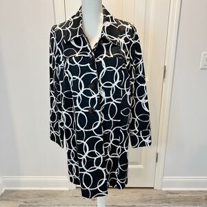 Madison Women's Coat Black White Collared Long Sleeves Circle Pattern Size XL